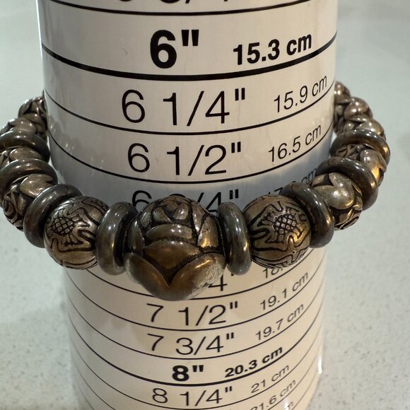 Vintage Metallic Rosette Bead Bracelet - Picture 4 of 8